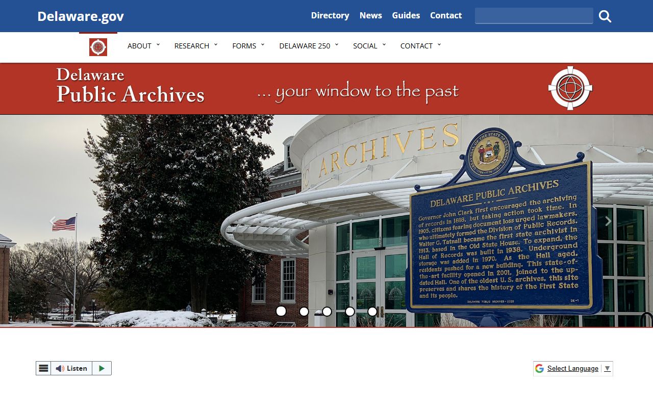 Delaware Public Archives for historical Delaware police records